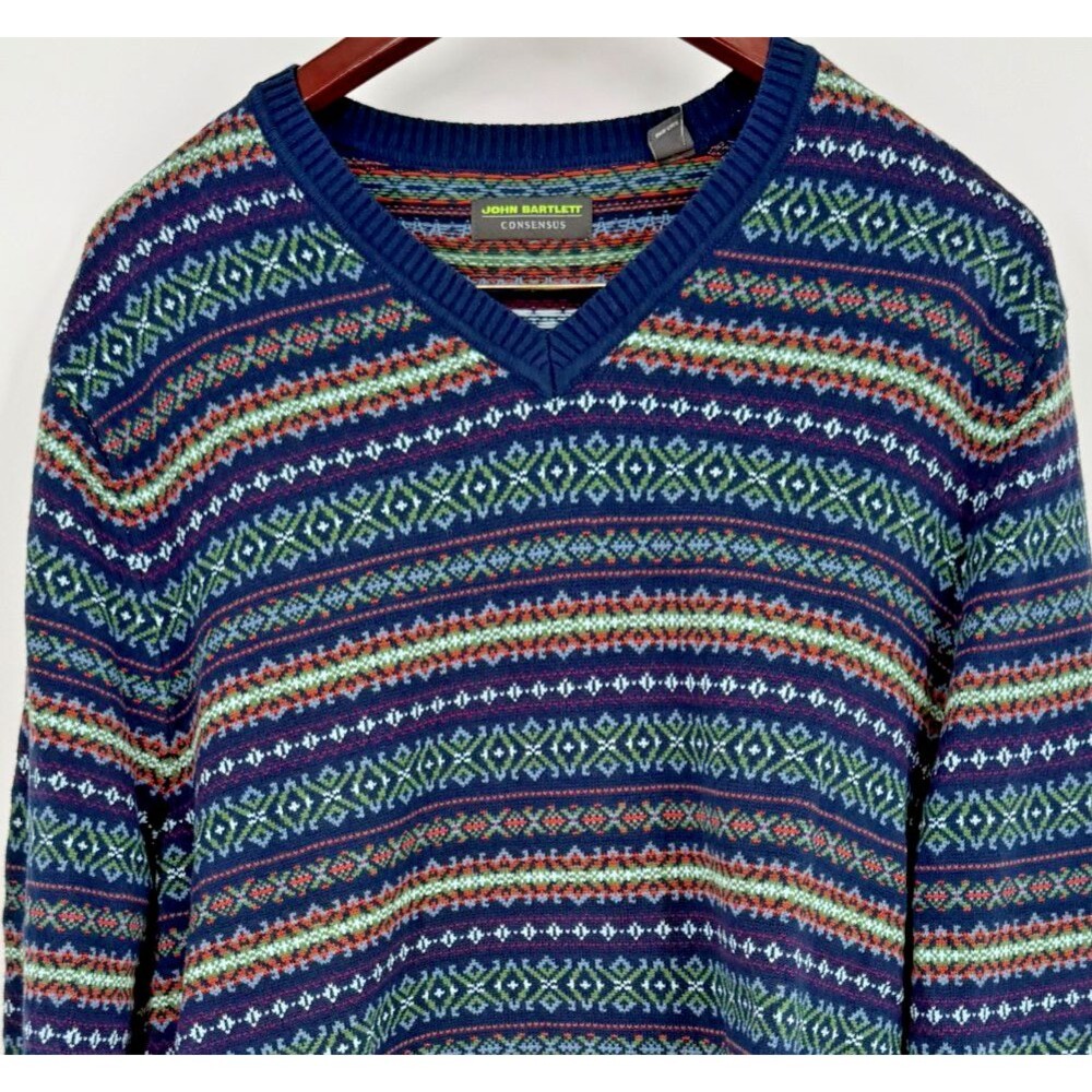 John Bartlett Consensus Fair Isle Sweater Men's Size XL NEW Extra Large Navy NWT